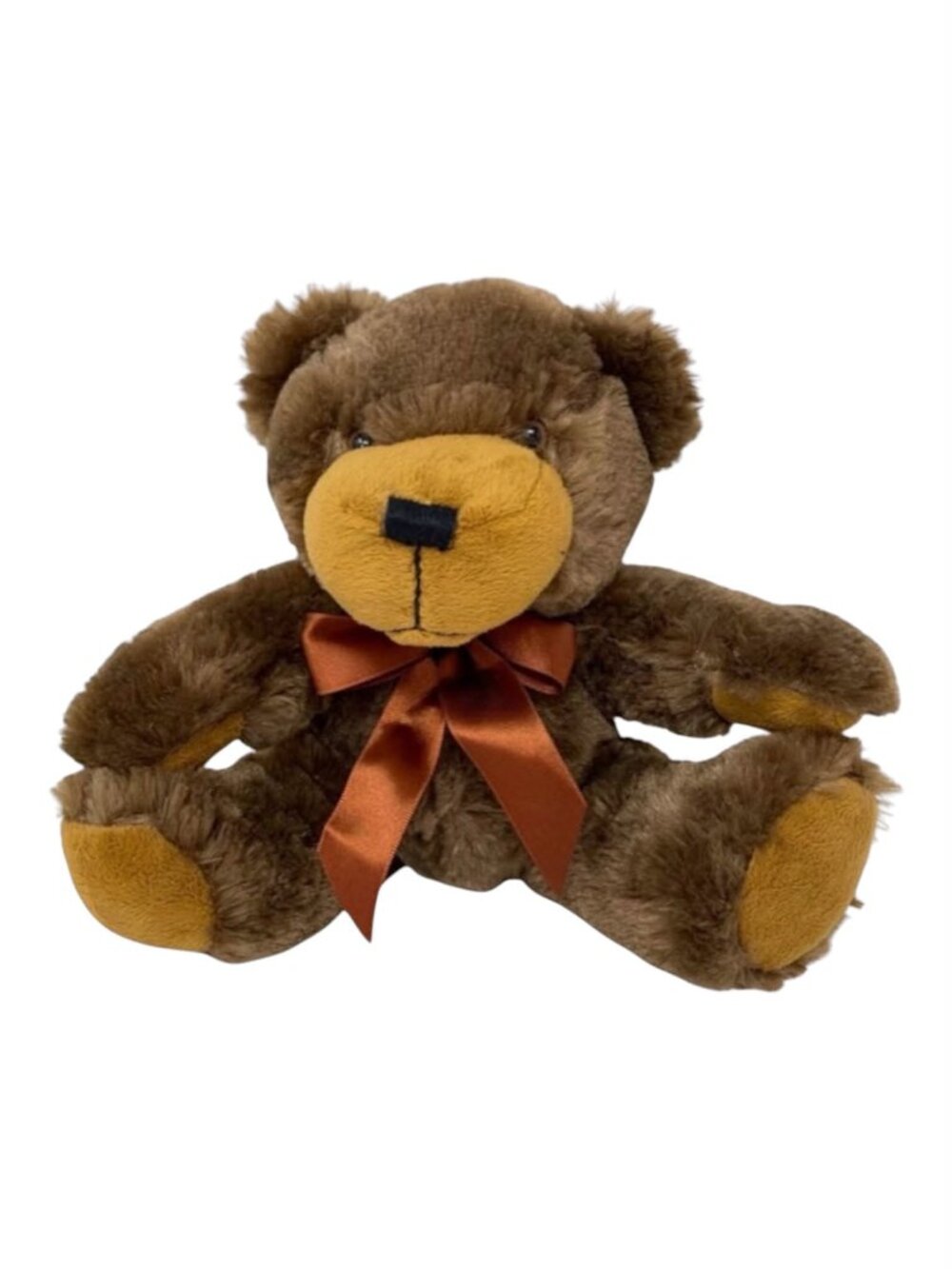 Napco Brown Plush Teddy Bear 8.5” Brown Silky Bow NEW NWT